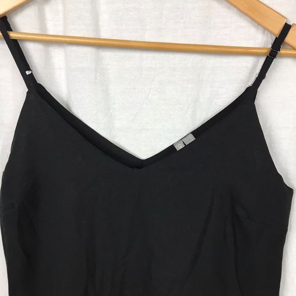 ASOS Women's Spaghetti Strap V Neck Cami Tank Top Solid Black Shirt Size 4 - Picture 2 of 5